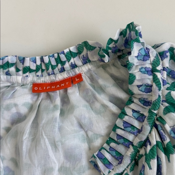 OLIPHANT
Exclusive Blue Floral Balloon Sleeve Short Mini Dress
 Women's Large - Picture 5 of 11